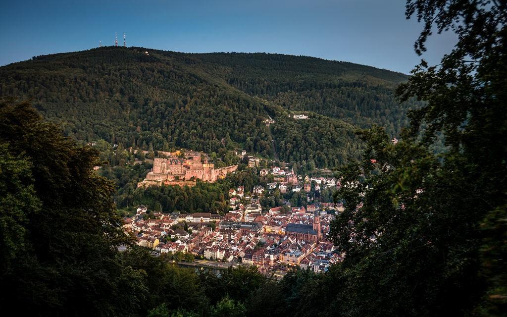 Blick vom Heiligenberg auf die historische Altstadt Heidelberg