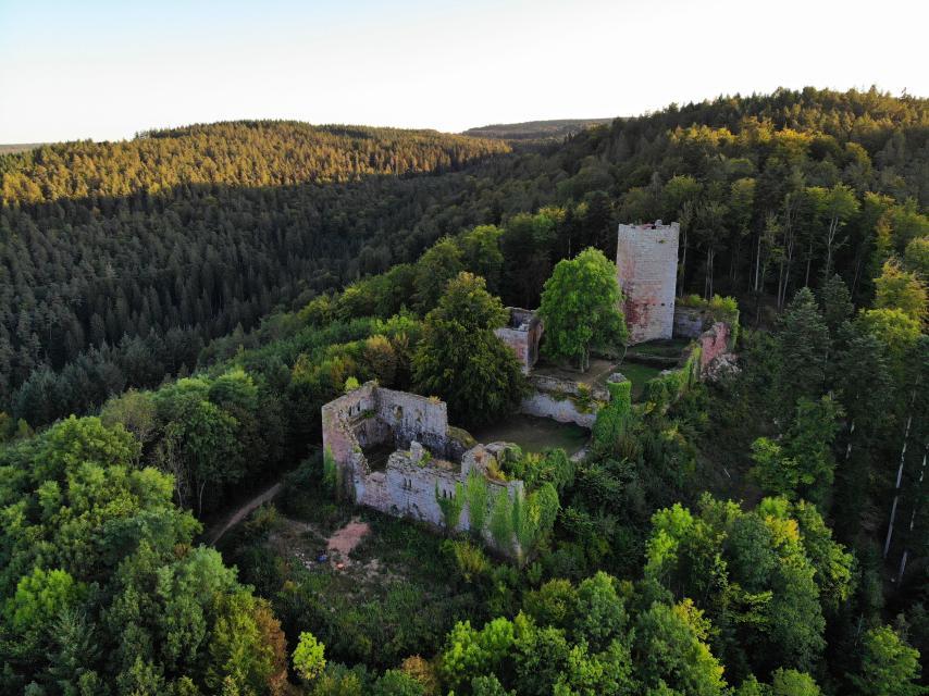 Die romantische Burg Wildenberg ist nur zu Fuß erreichbar. Die Mühe der leichten Wanderung lohnt sich. Von der Burgruine bietet sich ein herrlicher Ausblick ins Tal.