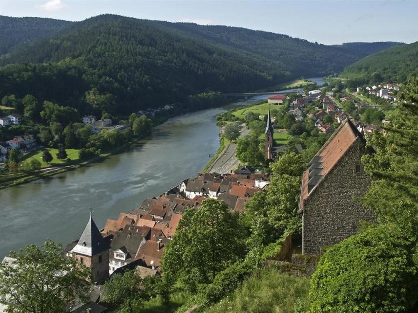 Ausblick auf Neckar vom Schloss Hirschhorn