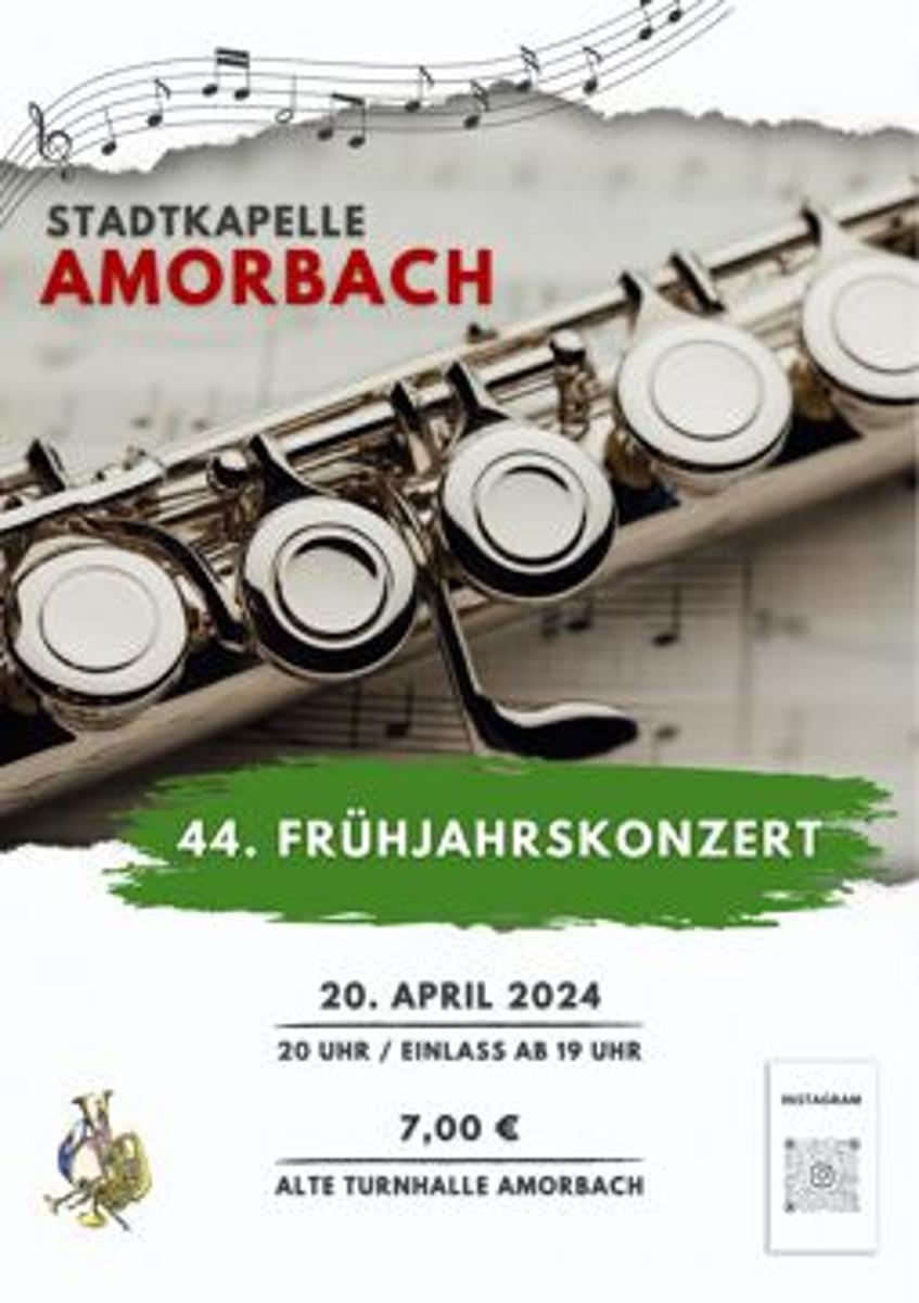 Der Musikverein “Stadtkapelle” Amorbach e.V. gibt sich die Ehre, Sie zu seinem traditionellen Frühjahrskonzert in der Alten Turnhalle Amorbach einzuladen.
                 title=