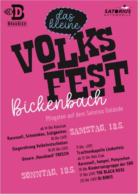 Das kleine Volksfest in Bickenbach findet am 18. und 19. Mai (Pfingsten) auf dem Satorius Gelände statt.