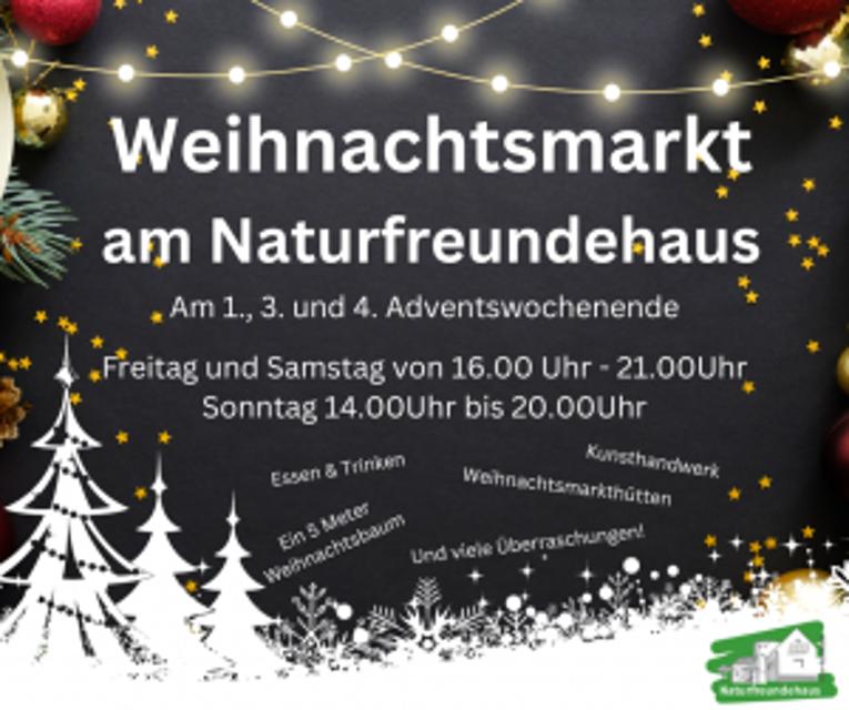 Am Naturfreundehaus in Ober-Ramstadt, Breitensteinweg 100, findet am 1., 3. und 4. Adventswochenende ein Weihnachtsmarkt statt. 
                 title=