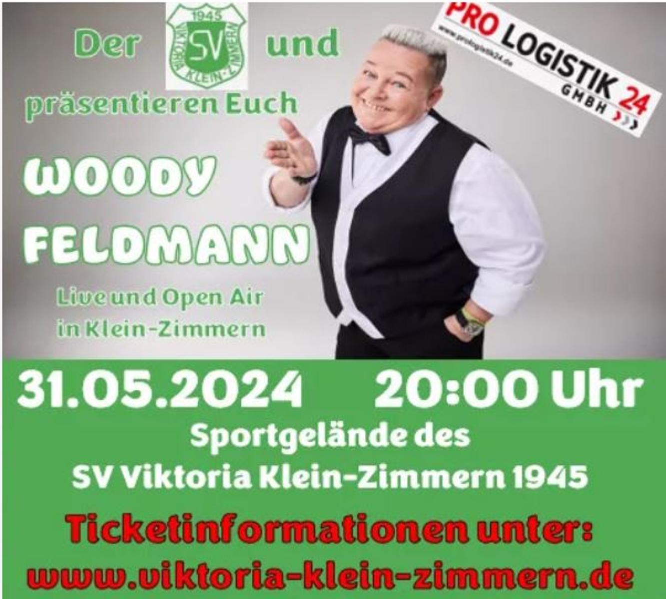 Die SV Viktoria Klein Zimmern präsentiert Live und Open Air Woody Feldmann mit Comedy vom Besten am 31. Mai ab  20 Uhr am Vereinsheim, Burgstraße 18, 64846 Groß-Zimmern.