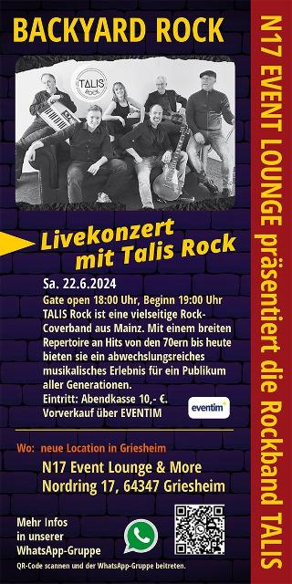 N 17 EVENT LOUNGE präsentiert : TALIS Rockband , Live Konzert open air.