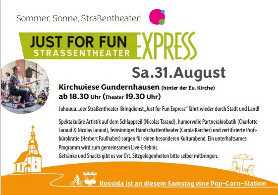 „Rossida“ präsentiert sich auf der Kirchwiese Gundernhausen, hinter der Kirche, am 31. August ab 18.30 Uhr als Popcornstation für das Theaterpublikum. 