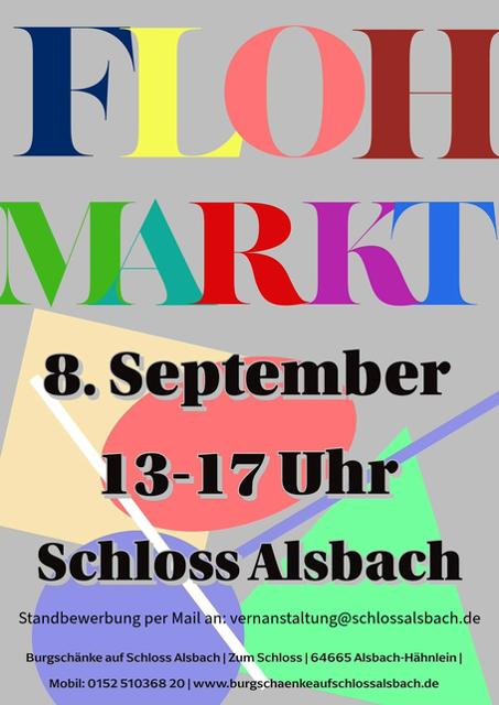 Der Flohmarkt findet am 8. September von 13.00 bis 17.00 Uhr auf Schloss Alsbach statt. 