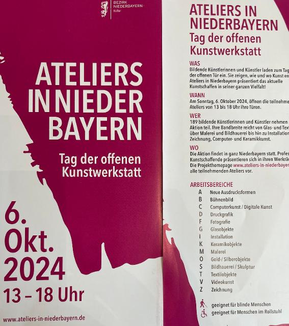 WAS: Bildende Künstler laden zum Tag der öffenen Tür ein. Sie zeigen, wie und wo Kunst entsteht. Ateliers in Niederbayern präsentiert das aktuelle Kunstschaffen in seiner ganzen Vielfalt. Künstler öffnen Ihre Werkstätten!