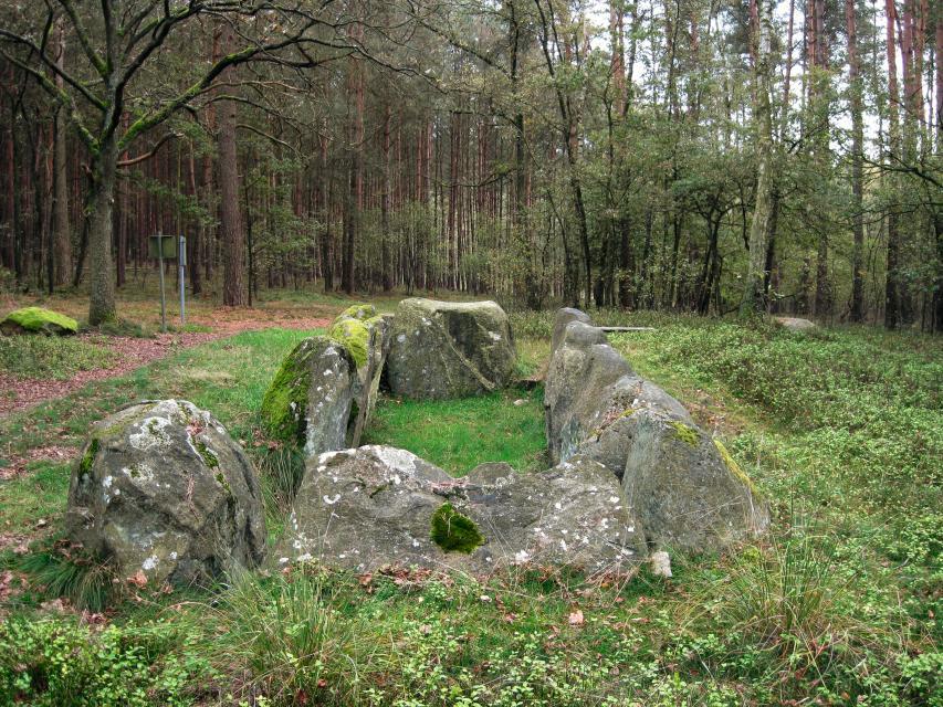 Dieses mit einer Nordwest-Südost ausgerichteten Grabkammer der Dimension 7,80 x 1,80 Meter, an einem Südwesthang gelegene Großsteingrab (ca. 2100 v. Chr. entstanden) wurde schon um die Mitte des 19. Jahrhunderts teilweise zerstört.