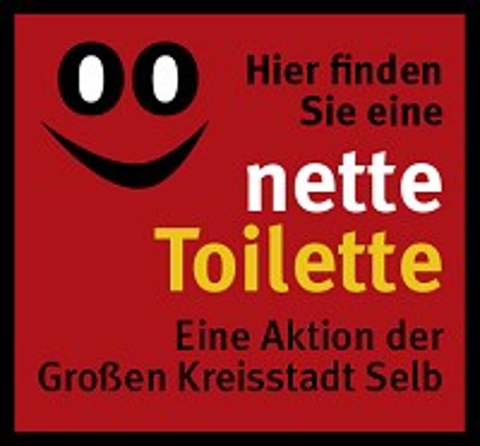 Hier befindet sich eine “nette Toilette” - eine Aktion der Stadt Selb