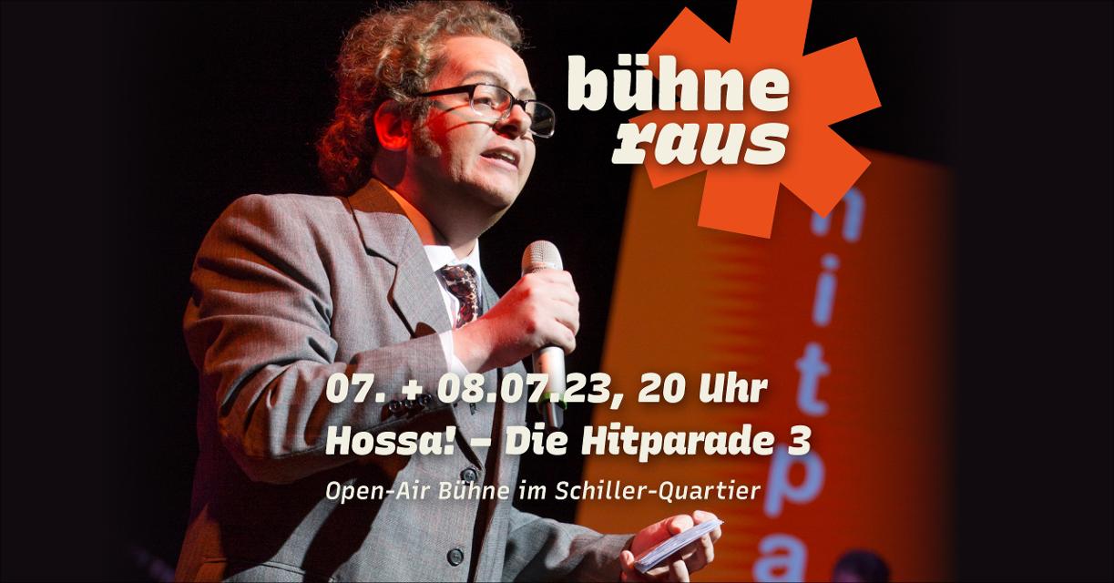 Das Theater Hof ist mit “Hossa! - Die Hitparade 3” auf der Open-Air-Bühne auf dem Schiller-Quartier zu Gast. 