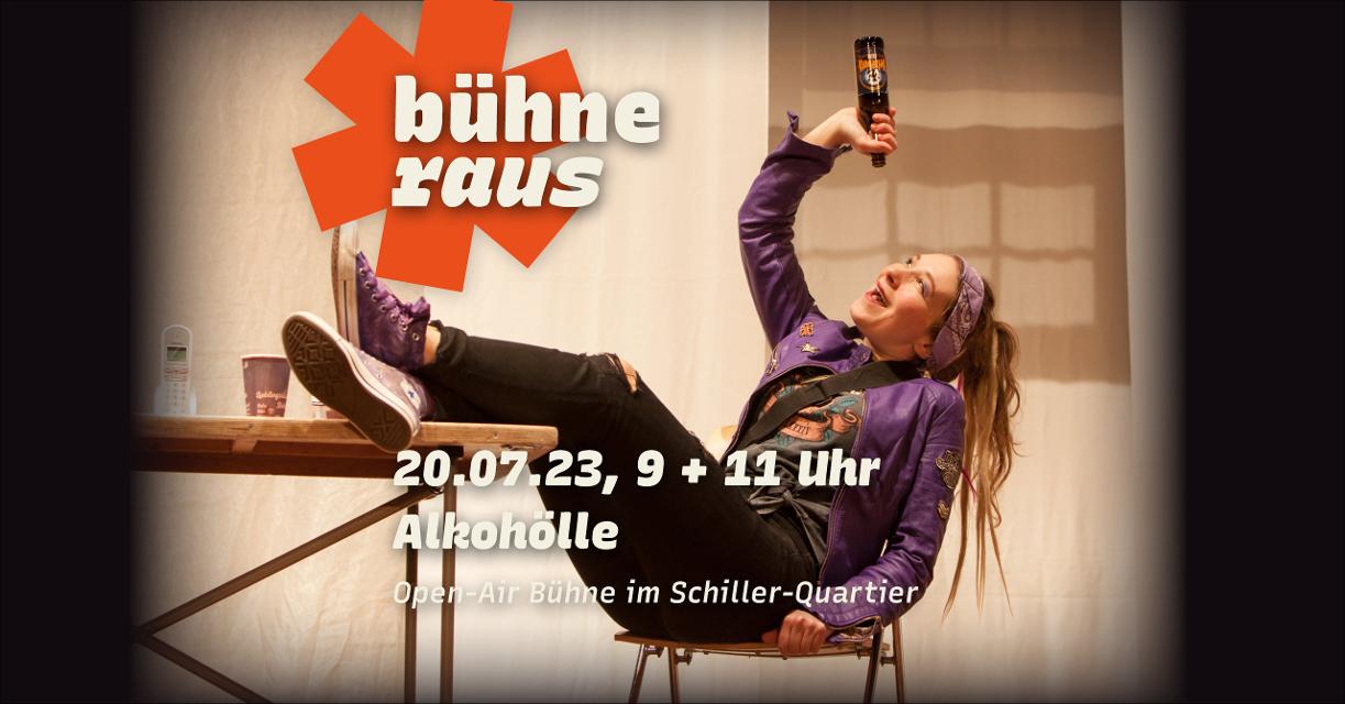 Theaterstück “Alkohölle” auf Einladung der Stadtjugendpflege zu Gast auf der Open-Air-Bühne auf dem Schiller-Quartier.