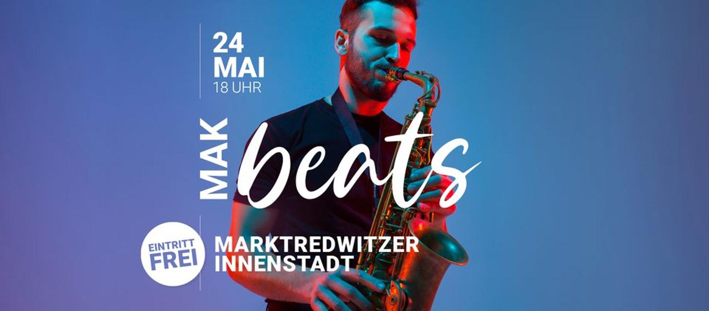 Aus MAKjazz wird MAKbeats Herzliche Einladung zum Innenstadtfestival MAKbeats am 24. Mai 2024. Unter neuem Namen erwarten Euch an den 6 Auftrittsspots ganz unterschiedliche musikalische Klänge. Freut Euch auf kultigen Rock, groovigen Folk, klassis...