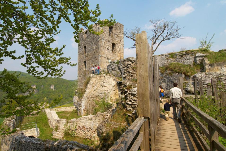 Sowohl Kinder, als auch Erwachsene besuchen über die hölzerne Brücke die Burgruine Neideck. Die Anlage erstreckt sich über einige Etagen. Auf dem Gelände angebrachte Schilder beschreiben die damaligen Räumlichkeiten der Burg.