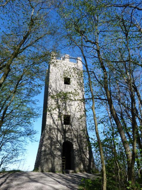 Der markante Steinturm erhebt sich gut sichtbar oberhalb von Ebermannstadt.