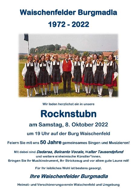 Feiern Sie mit den Burgmadla Waischenfeld 50 Jahre gemeinsames Singen und Musizieren!