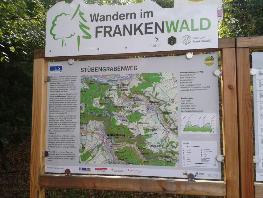 Startpunkt des 13 Kilometer langen FrankenwaldSteigla Stübengrabenweg.
