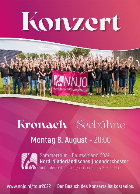 Tolles Konzert des Nord-Niederländischen Jugendorchesters am Montag, den 08.08.2022, von 20:00 bis 22:00 Uhr auf der Seebühne in Kronach. Ein Orchester aus 65 Musikern und Musikerinnen und 2 Sängern. Der Besuch ist kostenlos! Schauen Sie gerne vorbei! 