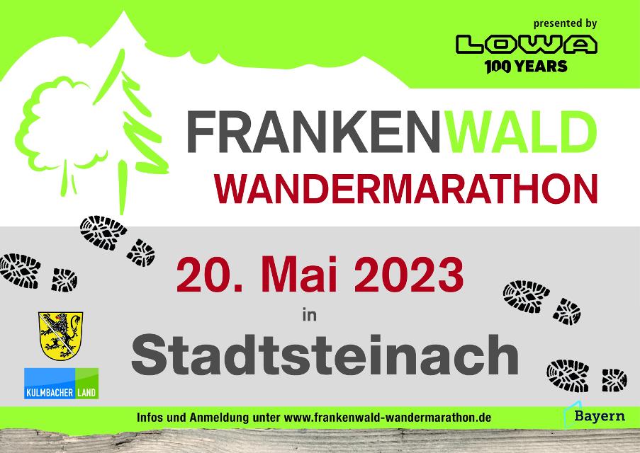 Auf geht´s zum 11. Frankenwald Wandermarathon - 42 erlebnisreiche Kilometer im Kulmbacher Land, von Stadtsteinach Richtung Neuenmarkt/Wirsberg, Kupferberg, Guttenberg und zurück.