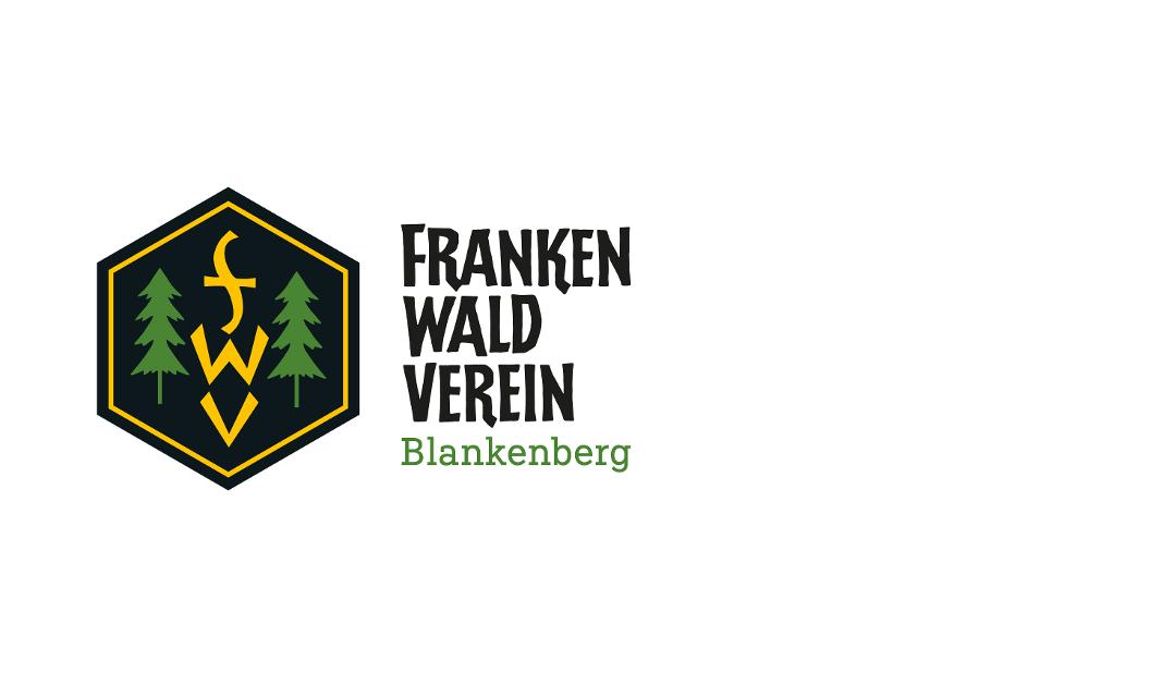 Das Bild zeigt das Logo des Frankenwaldvereins sowie die dreizeilige Schrift Frankenwaldverein mit dem Zusatz Blankenberg
                 title=