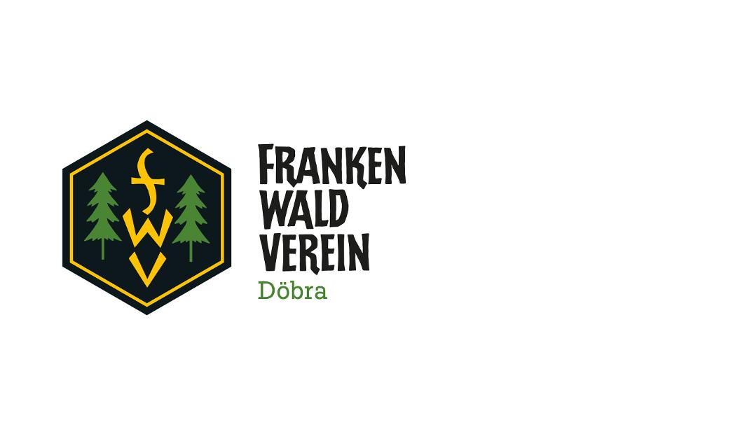 Das Bild zeigt das Logo des Frankenwaldvereins sowie die dreizeilige Schrift Frankenwaldverein mit dem Zusatz Döbra
                 title=