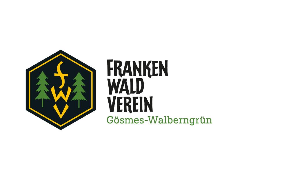 Das Bild zeigt das Logo des Frankenwaldvereins sowie die dreizeilige Schrift Frankenwaldverein mit dem Zusatz Gösmes-Walberngrün
