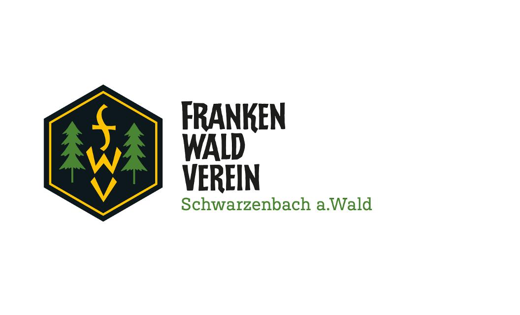 Das Bild zeigt das Logo des Frankenwaldvereins sowie die dreizeilige Schrift Frankenwaldverein mit dem Zusatz Schwarzenbach a.Wald
