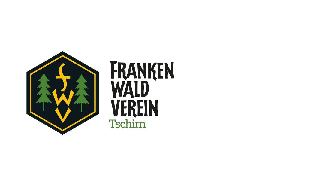 Das Bild zeigt das Logo des Frankenwaldvereins sowie die dreizeilige Schrift Frankenwaldverein mit dem Zusatz Tschirn