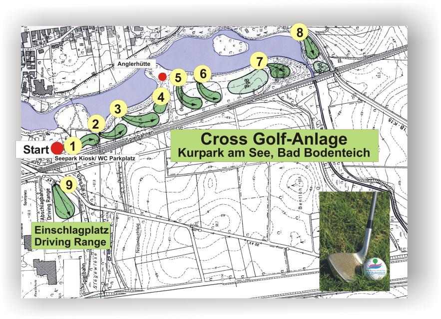 Karte des Kurparks mit eingetragenem Cross-Golf Areal