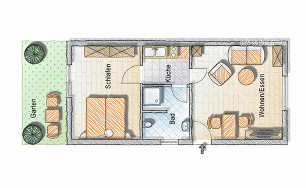 Friedas Nest bietet in dem beschaulichen Heidedorf Schatensen auf 36m² Platz für 2 Personen (plus max. 2 Kinder). Neben dem hellen Wohnzimmer mit (Schlaf-)Sofa, Esstisch und TV gibt es ein ruhiges Schlafzimmer mit Doppelbett (auch einzeln stellbar), ein Bad mit Dusche/WC sowie eine kleine Küchenzeile.