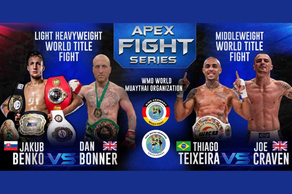 Apex Fight Series präsentiert die internationale Muay Thai Kickbox Weltmeisterschaft! Athleten aus der ganzen Welt werden in der LKH Arena antreten, um ihr Können unter Beweis zu stellen und den Titel des Weltmeisters, Europameisters, und deutschen Meisters zu erla...