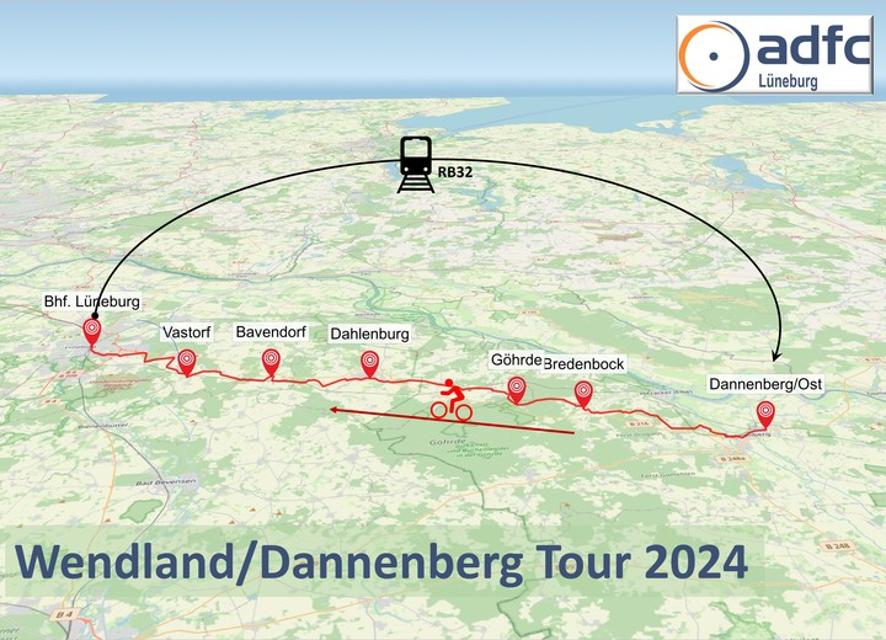 Auf befestigten Wegen, abseits der Hauptstrassen von Dannenberg nach Lüneburg.Kategorie:TagestourGeeignet für: PedelecLänge: 65 km Besondere Zielgruppen: 