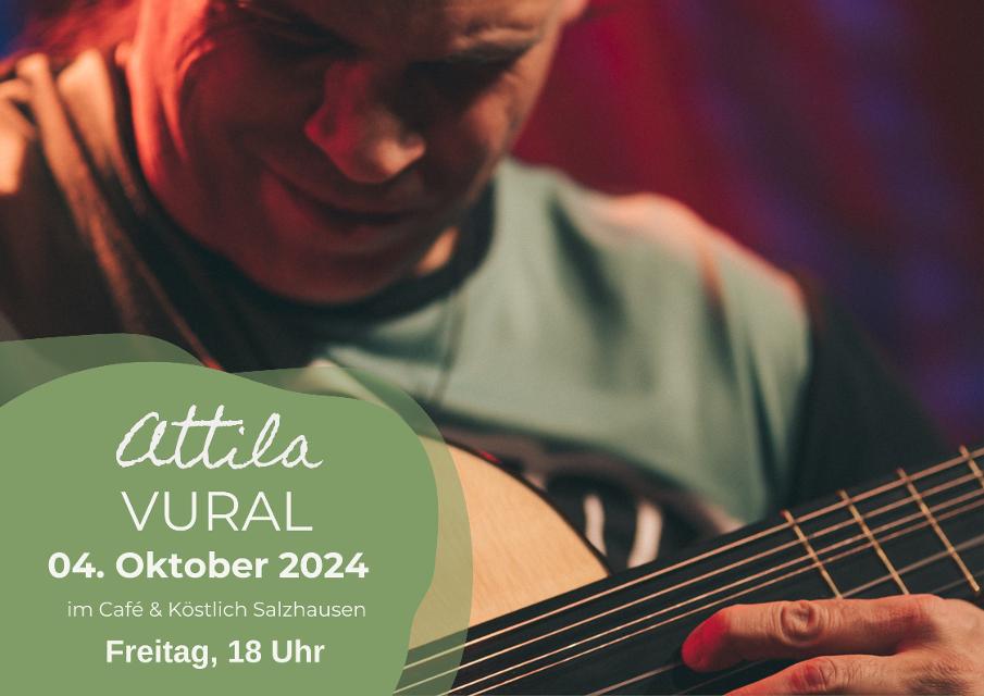 Attila VuralFreitag, 04.Oktober 2024eine Klangreisen in die weite Weltmusikalischer BegegnungenAttila Vurals Spiel lädt ein, ihm auf seinen Klangreisen in die weite Weltmusikalischer Begegnungen zu folgen.Dazu stehen mittlerweile achtzehn...
