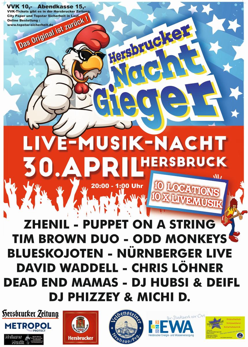 Nachtgieger - Live Musiknacht in vielen Kneipen in Hersbruck