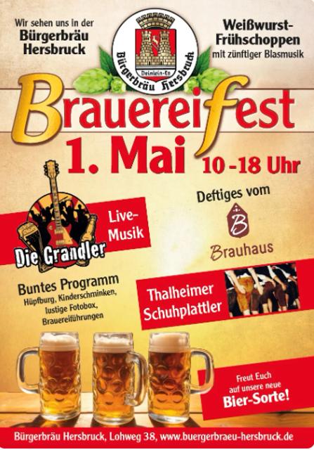 Am 01. Mai findet von 10 - 18 Uhr das beliebte Brauereifest der Hersbrucker Bürgerbräu statt.