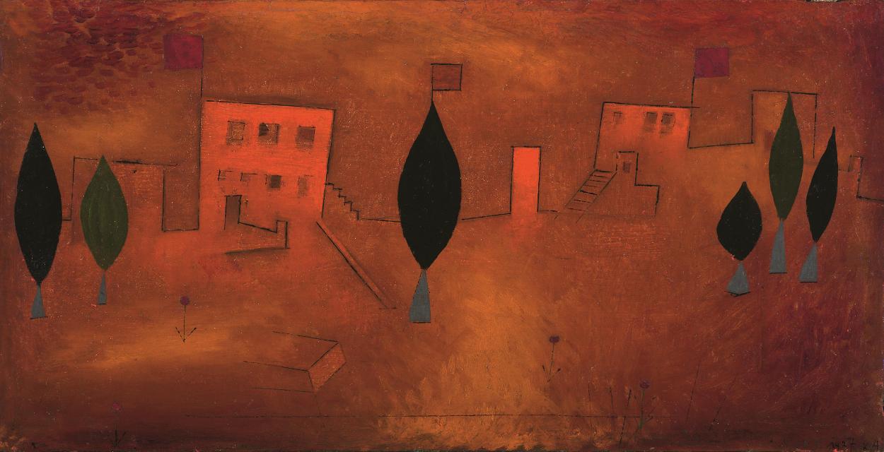 Der Betrachter blickt auf das Gemälde von Paul Klee mit dem Titel Orientfest