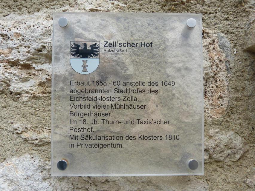 Der „Zellsche Hof“ ist ein Bürgerhaus mit bewegter Geschichte und befindet sich in der Mühlhäuser Holzstraße.
zur Geschichte:
Der 