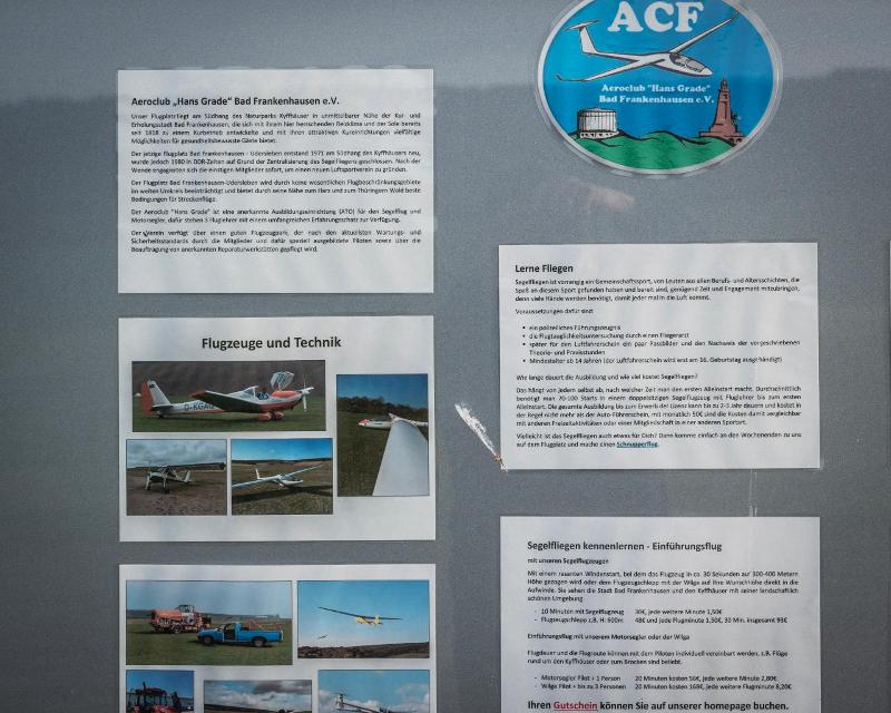 Der Aeroclub "Hans Grade" ist eine anerkannte Ausbildungseinrichtung (ATO) für den Segelflug und Motorsegler, dafür stehen 3 Fluglehrer mit einem umfangreichen Erfahrungsschatz zur Verfügung.
Der Verein verfügt über einen guten Flugzeugpark, der n...